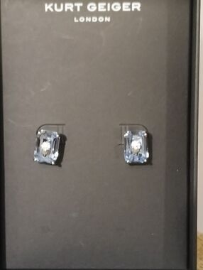 Kurt Geiger NWT/NIB Baby Blue & Silver Stud Earrings